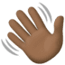 👋🏿 waving hand: dark skin tone display on Facebook